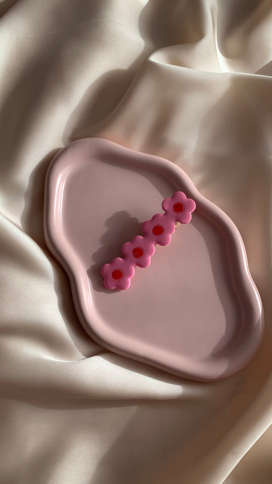 Barrette Fleurs rouges et roses