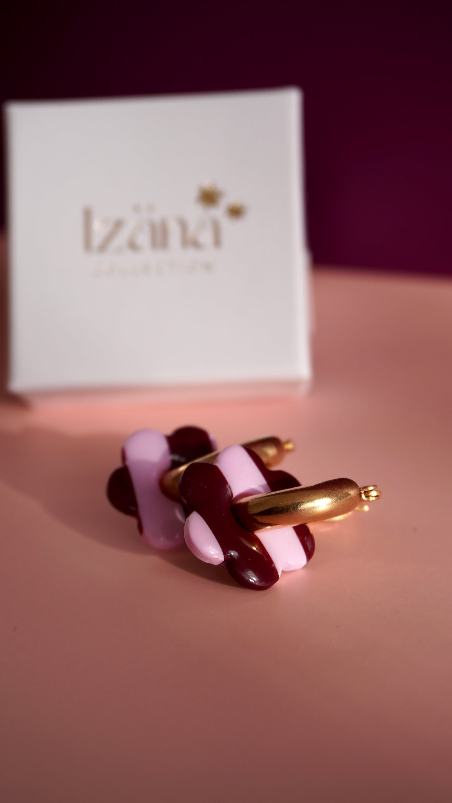 Pampilles rayures rose et bordeaux