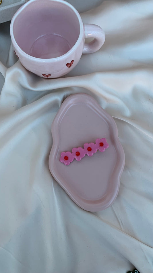 Barrette Fleurs rouges et roses