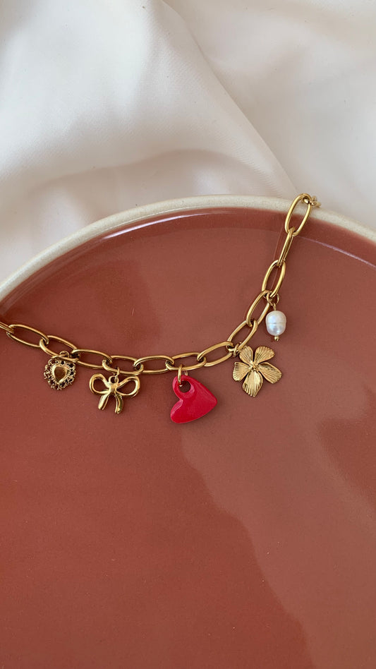 Collier coeur rouge