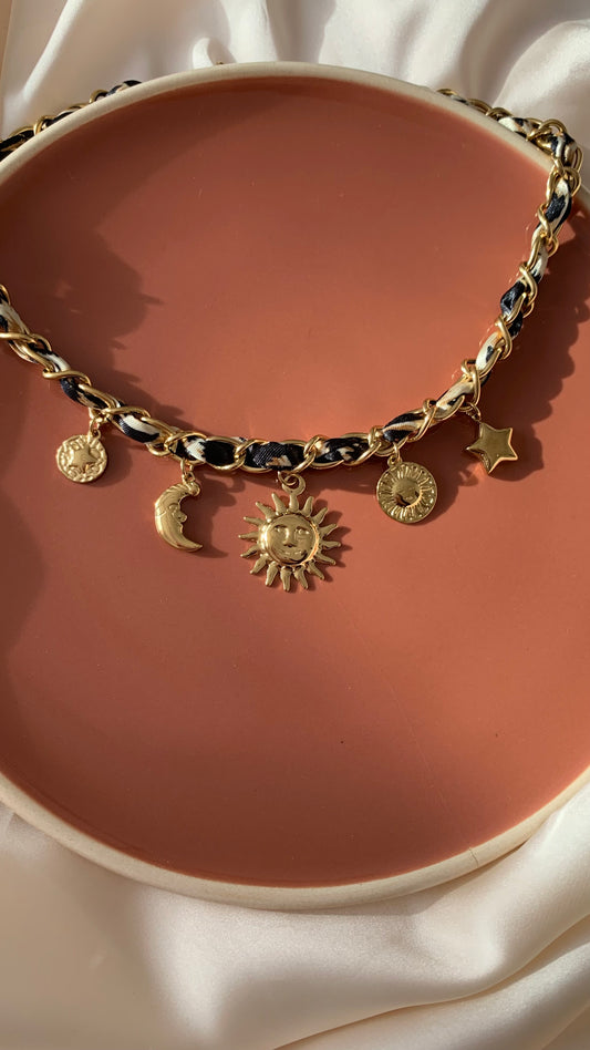 Collier soleil léopard