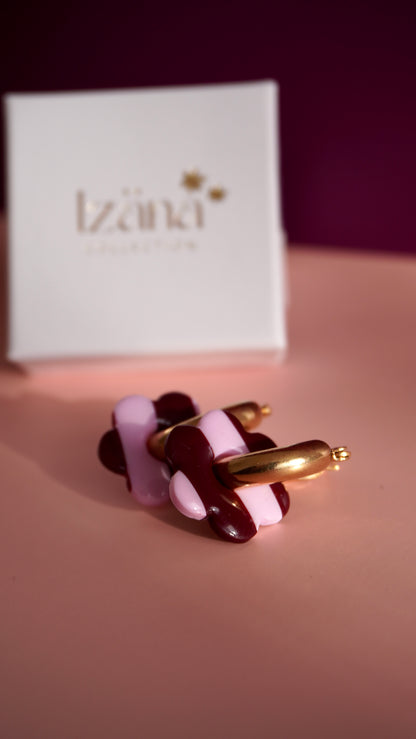 Pampilles rayures rose et bordeaux