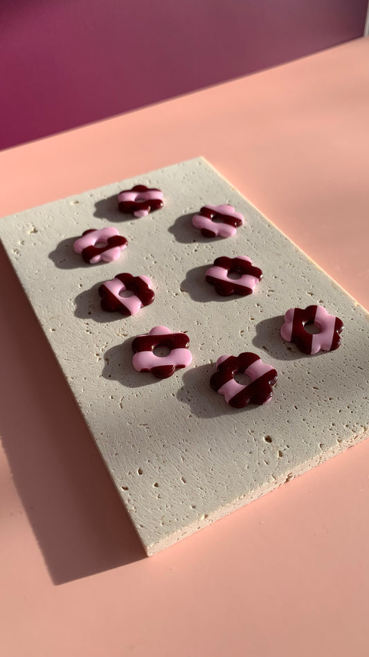 Pampilles rayures rose et bordeaux