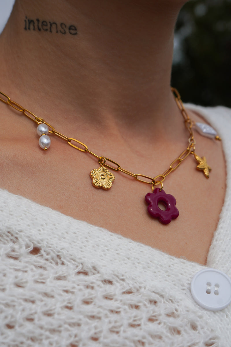 Collier Rose et Prune